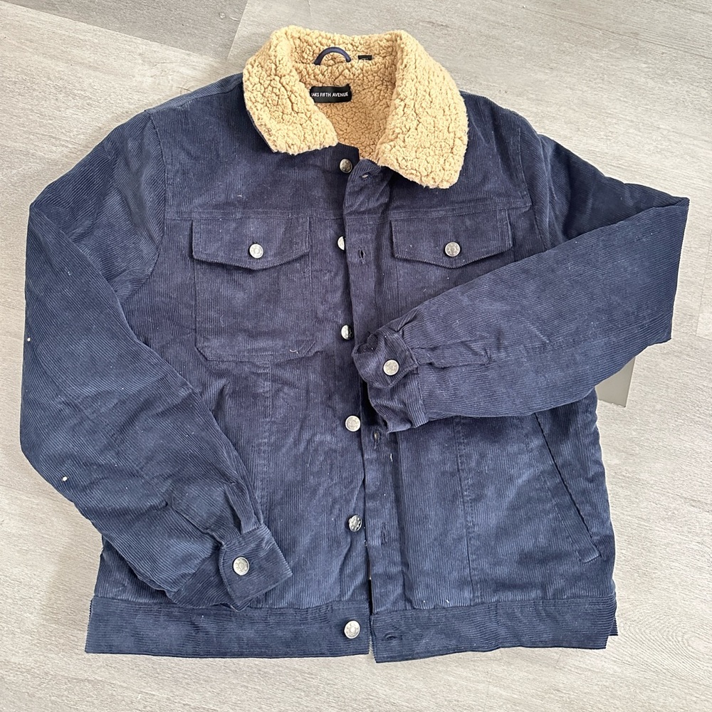 Saks Fifth Avenue Navy Corduroy Sherpa Jacket